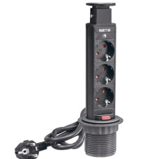 SETE Удлинитель настольный выдвижной, 230V, 60mm, черный, SPO-3B