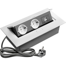 SETE Удлинитель настольный встраив.,2 гнезда, 2*USB, БЕЛЫЙ, с кабелем SBT-2UC-10