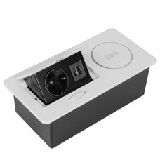 SETE Удлинитель настольный встраив.,1 гнездо,2*USB,белый, беспр.зар. SBT-1UCW-10