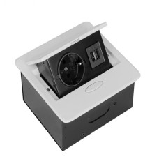 SETE Удлинитель настольный встраив.,1 гнездо, 2*USB, БЕЛЫЙ, с кабелем SBT-1UC-10