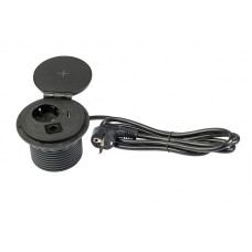 SETE Удлинитель настольный круглый, ЧЕРНЫЙ, 230В, 1*USB, 1 розетка SPO-BUSIC