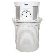 SETE Удлинитель наст. выдв., 2*USB,230V, круглый, с беспров.зар.БЕЛЫЙ, SPO-WC-W
