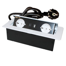 SETE Удлинитель SBT-R2UCT-10 встраив.,2 гнезда,1 USB, 1 type C, БЕЛЫЙ,с кабелем