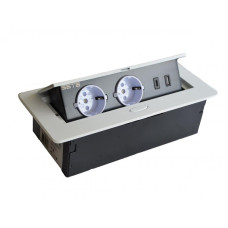SETE Удлинитель SBT-R2UCTN-10 встраив.,2 гнезда,1 USB, 1 type C, БЕЛЫЙ,с кабелем